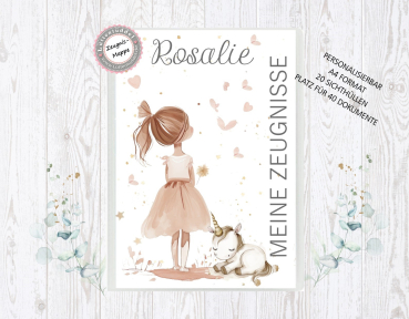 zauberhafte Zeugnismappe Sammelmappe Mädchen Einhorn Name personalisiert  Einschulung Schulkind Zeugnisse Lüttentüddel®